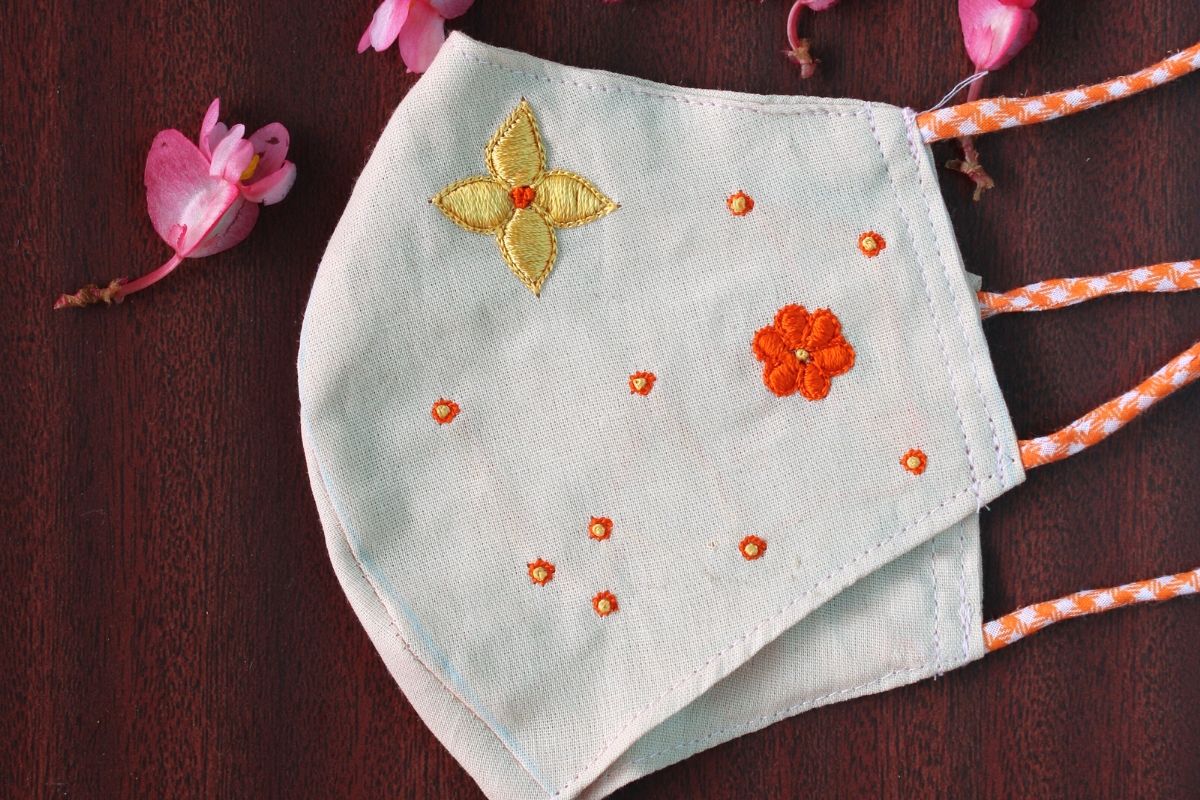 Marigold - Hand Embroidered Face Mask
