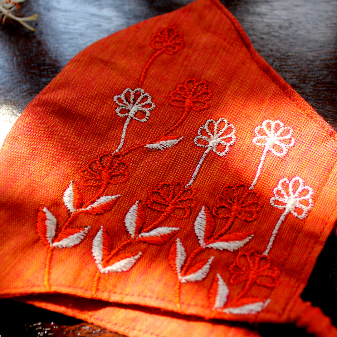 Zinnia - Hand Embroidered Face Mask